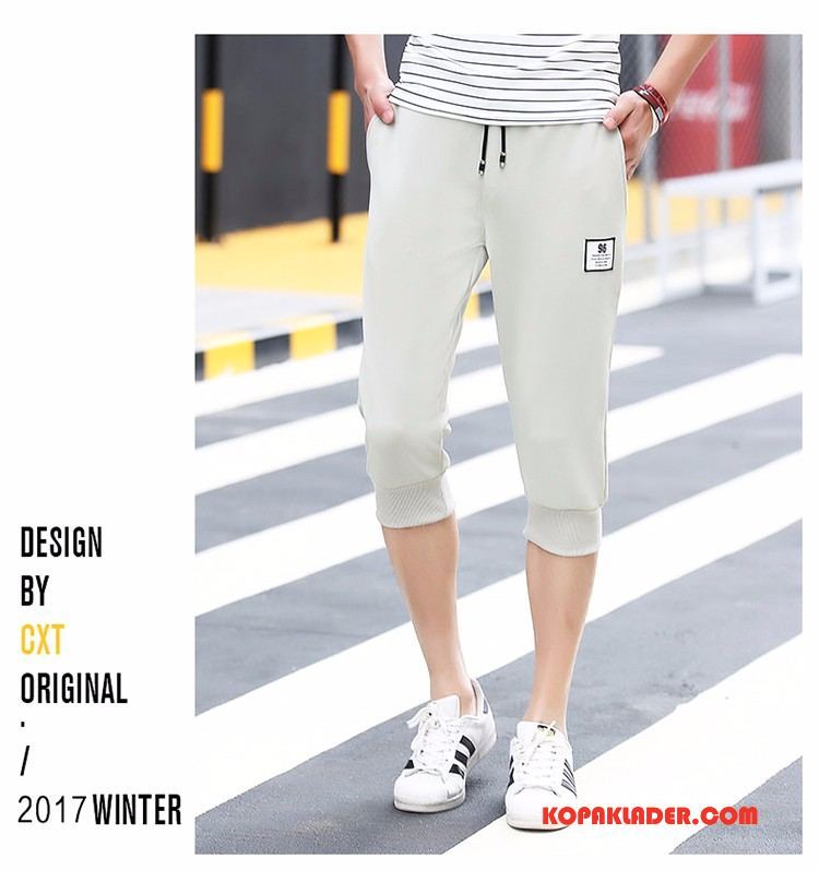 Herr Byxor Till Salu Casual Trend Slim Fit Capri Byxor Sport Grå