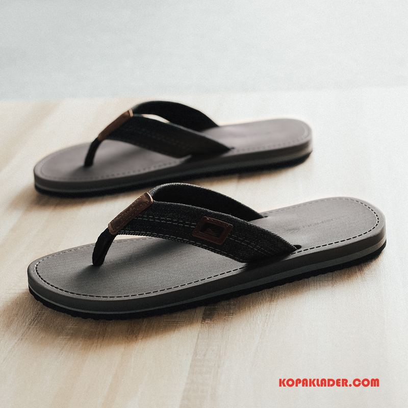 Herr Flip-flops Köpa Glidskydds Trend Tofflor Utomhus Män Svart