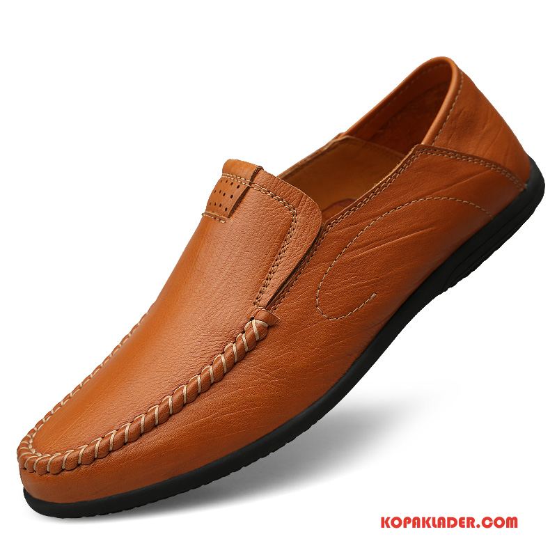 Herr Mockasiner Köpa Män Casual Läder Loafer Slip On Svart